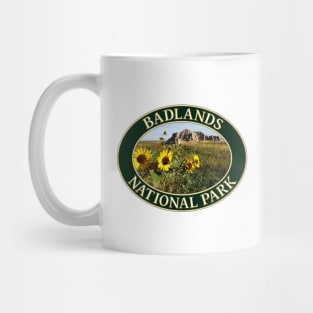 Sunflowers at Badlands National Park in South Dakota Mug